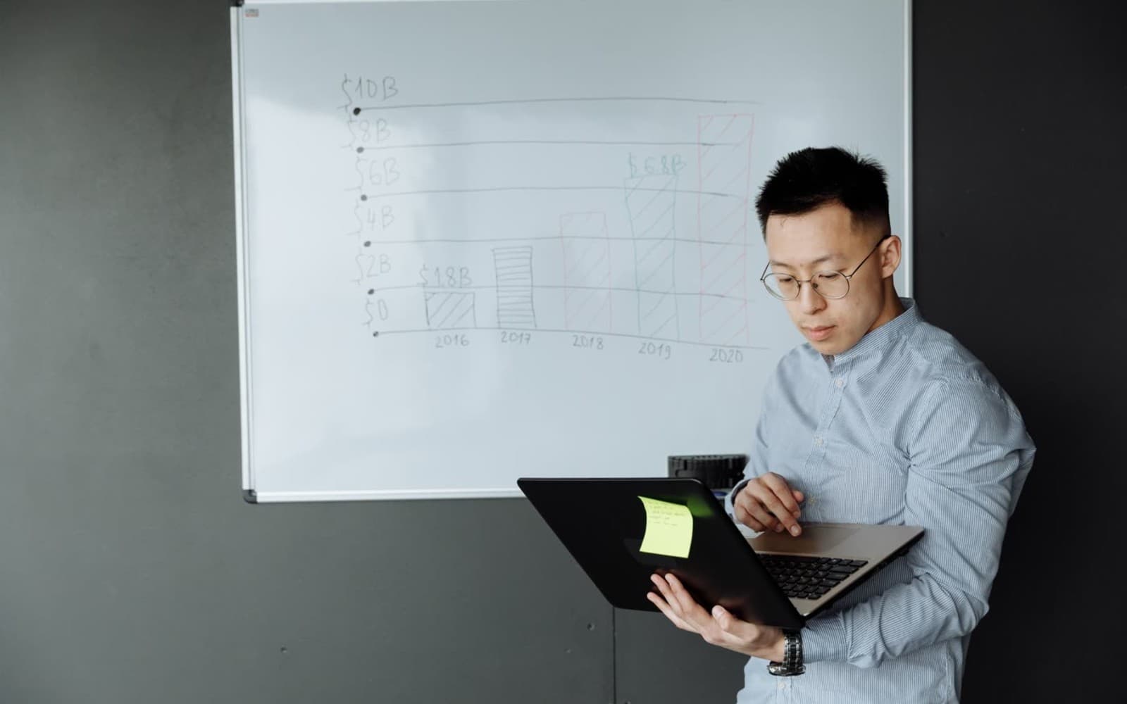 Người phụ trách xem báo cáo trên máy tính bảng
