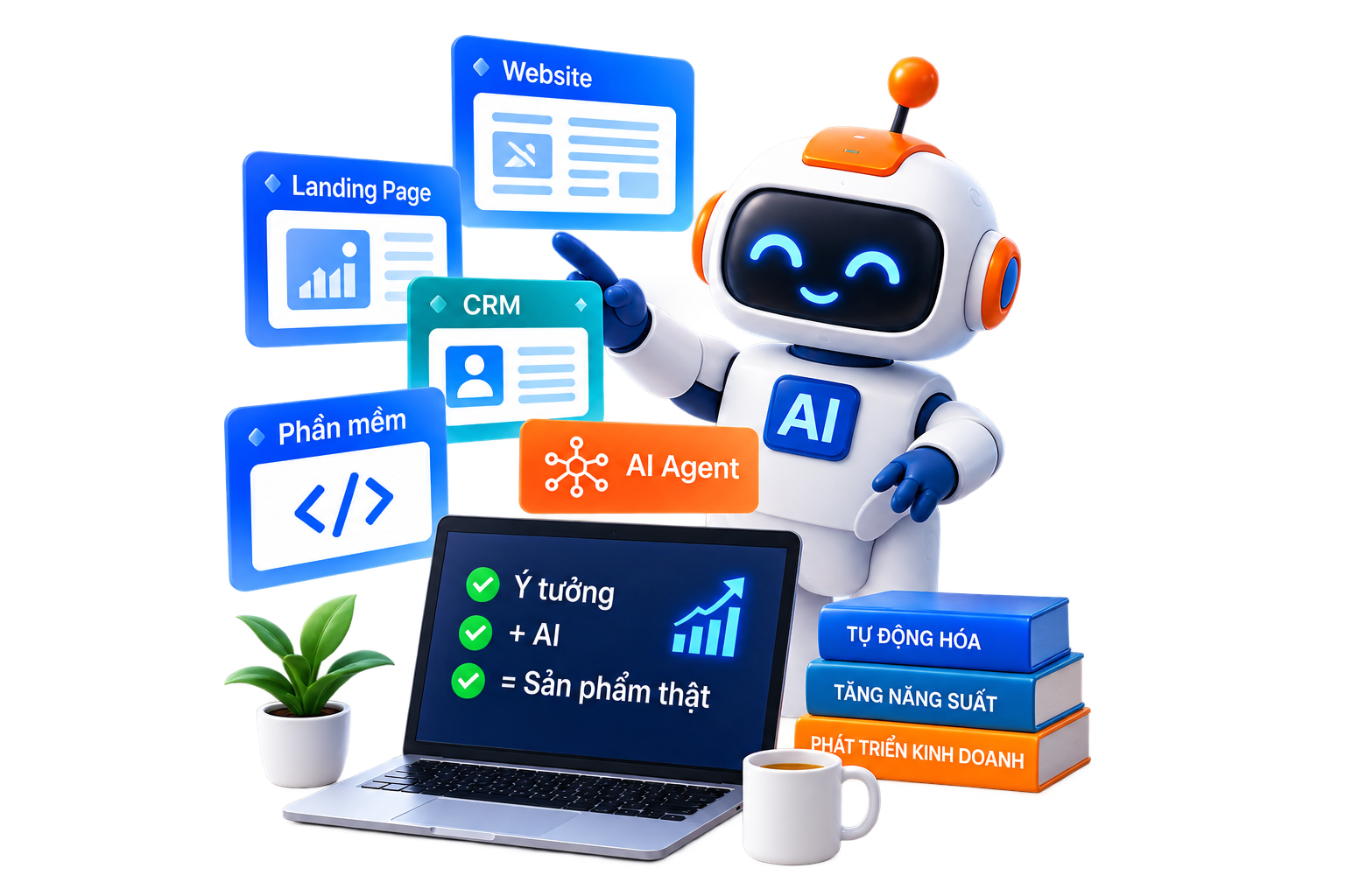 AI Agent tạo website, landing page, CRM và phần mềm